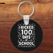 100 dagen schoolvoetbal Kinder 100e dag Sleutelhanger (Voorkant)