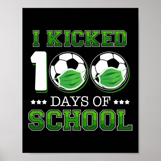 100 dagen schoolvoetbal met gezichtsmasker poster (Voorkant)