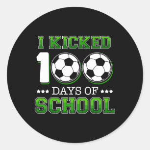 100 dagen schoolvoetbal sportjongens ronde sticker