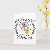 100 dagen schoolvolleybal Coquette Pencil Bow Kaart (Gele Bloem)