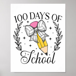 100 dagen schoolvolleybal Coquette Pencil Bow Poster