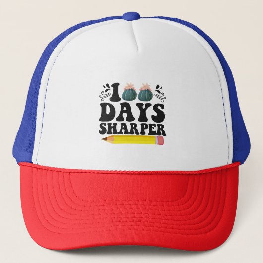 100 dagen Sharper Cactus-leraar 100e dag cadeau Trucker Pet (Voorkant)