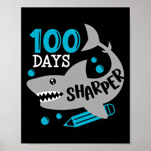 100 dagen Sharper Shark 100e dag van de school voo Poster