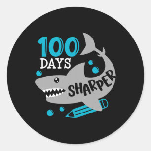 100 dagen Sharper Shark 100e dag van de school voo Ronde Sticker
