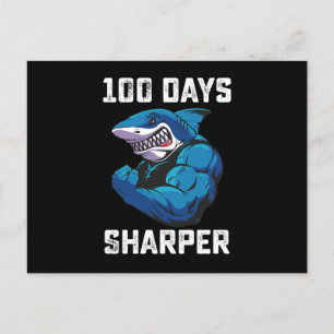 100 dagen Sharper Shark 100e dag van school Gym Briefkaart