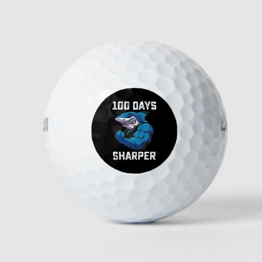 100 dagen Sharper Shark 100e dag van school Gym Golfballen (Voorkant)