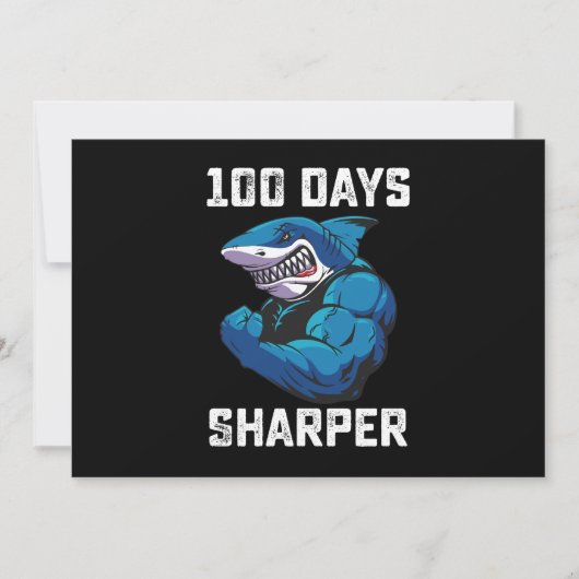 100 dagen Sharper Shark 100e dag van school Gym Kaart (Voorkant)