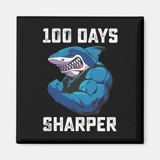 100 dagen Sharper Shark 100e dag van school Gym Magneet (Voorkant)