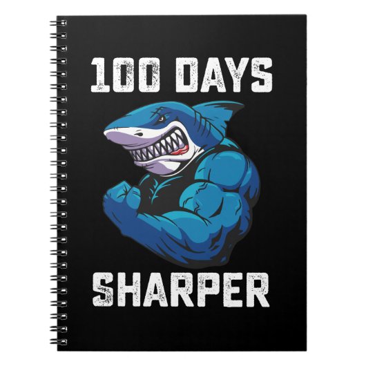 100 dagen Sharper Shark 100e dag van school Gym Notitieboek (Voorkant)