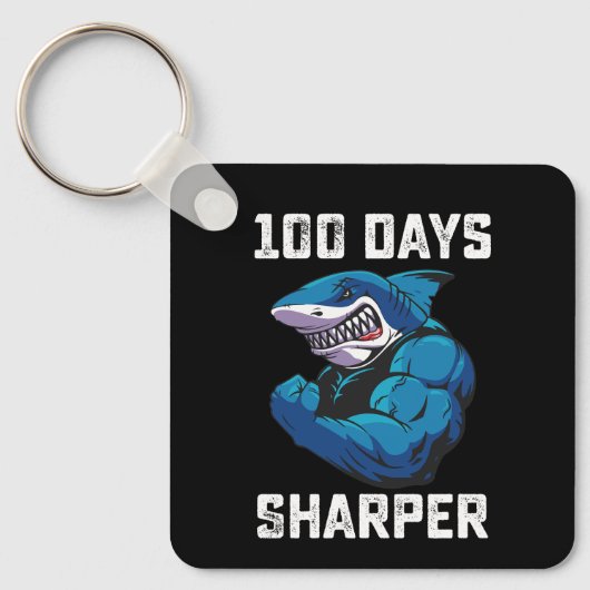 100 dagen Sharper Shark 100e dag van school Gym Sleutelhanger (Voorkant)
