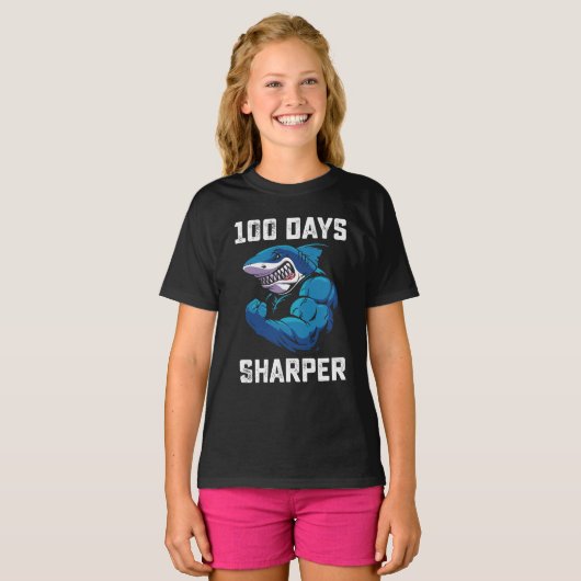 100 dagen Sharper Shark 100e dag van school Gym T-shirt (Voorkant volledig)