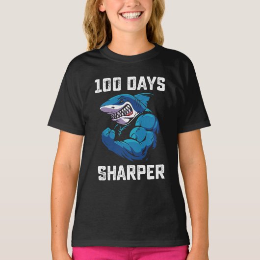 100 dagen Sharper Shark 100e dag van school Gym T-shirt (Voorkant)