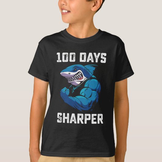 100 dagen Sharper Shark 100e dag van school Gym T-shirt (Voorkant)