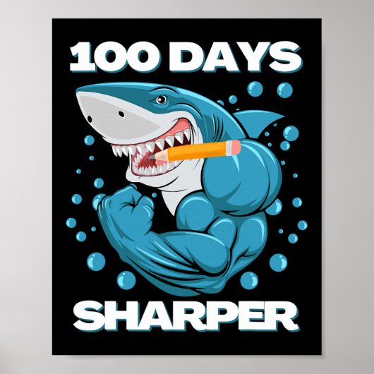 100 dagen Sharper Shark plezier 100 dagen van scho Poster (Voorkant)