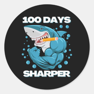 100 dagen Sharper Shark plezier 100 dagen van scho Ronde Sticker
