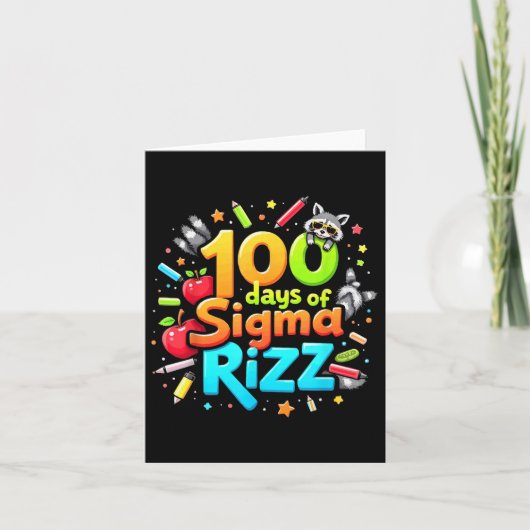 100 dagen Sigma Rizz Grappig 100ste schooldag Kaart (Voorkant)