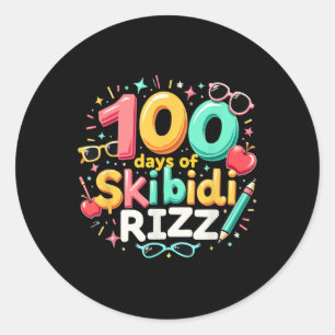 100 dagen Skibidi Rizz 100ste dag van de Kinder sc Ronde Sticker