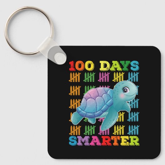 100 Dagen Slimme Schildpad 100ste Dag Van School Sleutelhanger (Voorkant)