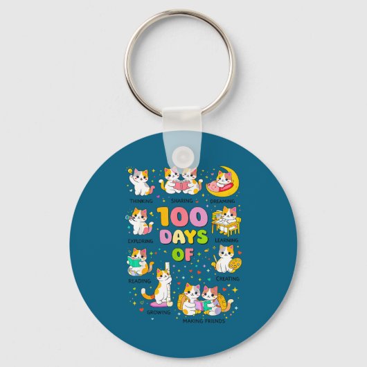 100 dagen slimme school cute katten kitten sleutelhanger (Voorkant)