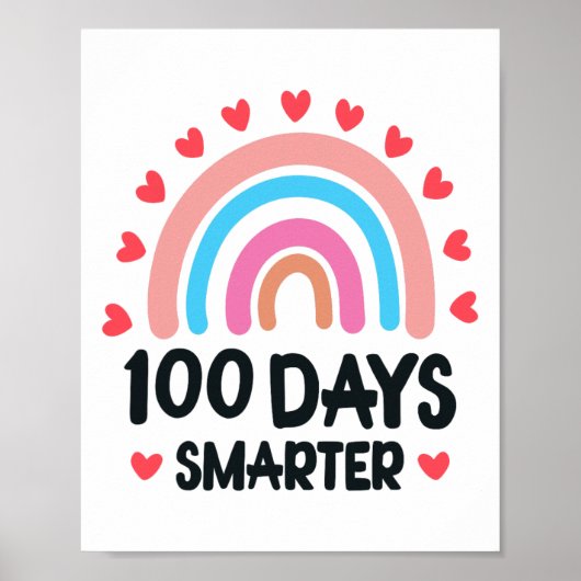 100 dagen slimmer 100e dag van school jongens meis poster (Voorkant)