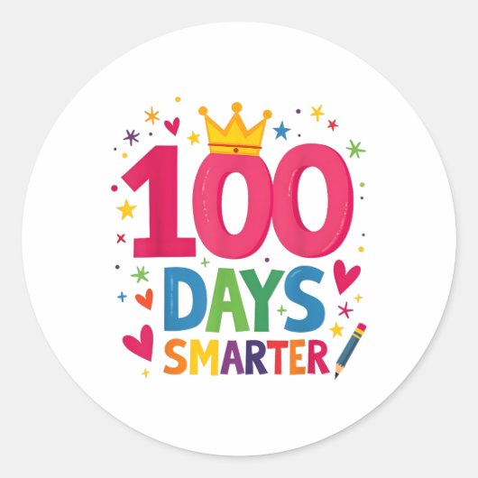 100 dagen slimmer 100ste dag van schoolpeuters ronde sticker (Voorkant)