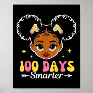 100 dagen slimmer Afro-meisje 100ste schooldag Poster
