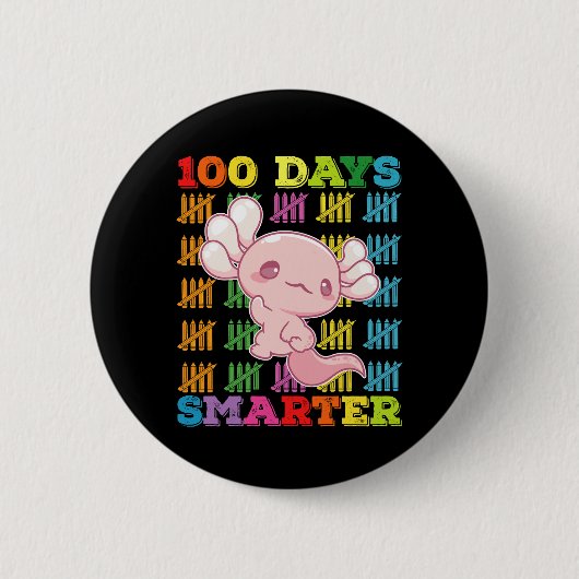 100 dagen slimmer Axolotl 100e dag van school Ronde Button 5,7 Cm (Voorkant)