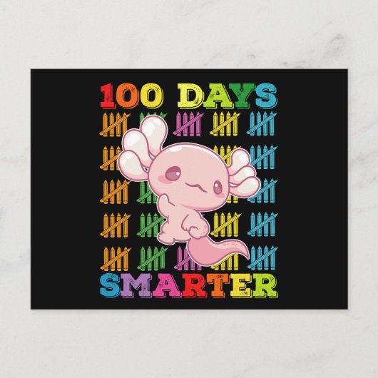 100 dagen slimmer Axolotl 100ste schooldag Briefkaart (Voorkant)