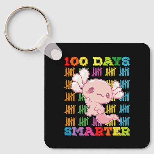 100 dagen slimmer Axolotl 100ste schooldag Sleutelhanger (Voorkant)