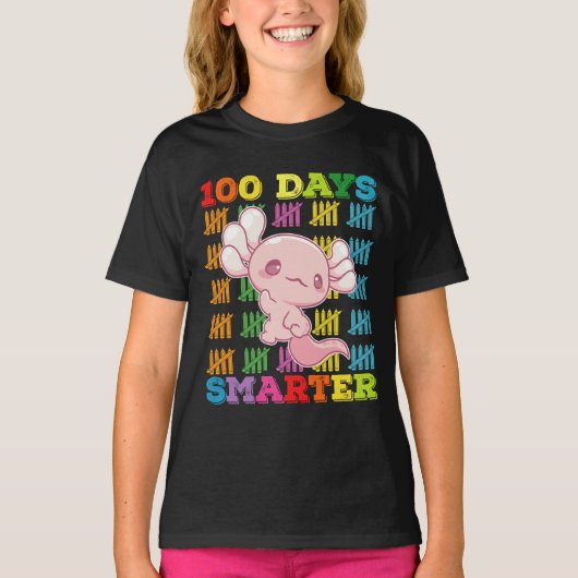100 dagen slimmer Axolotl 100ste schooldag T-shirt (Voorkant)