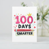100 dagen slimmer dagen van school leraar bedankkaart (Staand voorkant)