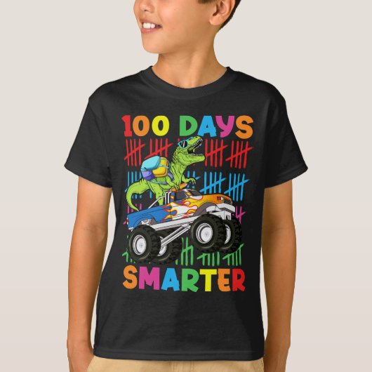 100 dagen slimmer Dinosaur Monster Truck Boys kind T-shirt (Voorkant)