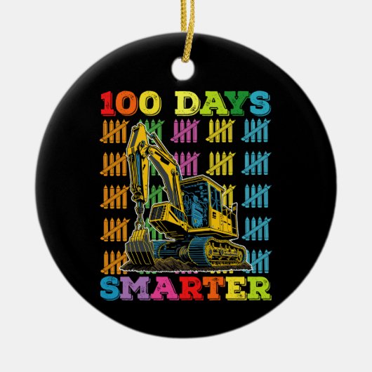 100 dagen slimmer graafmachine 100ste dag van scho keramisch ornament (Voorkant)