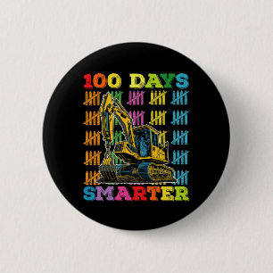 100 dagen slimmer graafmachine 100ste dag van scho ronde button 5,7 cm