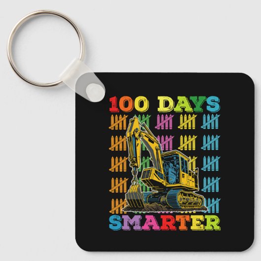 100 dagen slimmer graafmachine 100ste dag van scho sleutelhanger (Voorkant)