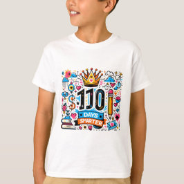 100 dagen Slimmer Kleurrijk School Milestone Desig T-shirt