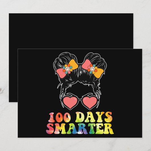 100 dagen slimmer meisjes Messy Bun School Tie Dye Kaart (Voorkant / Achterkant)