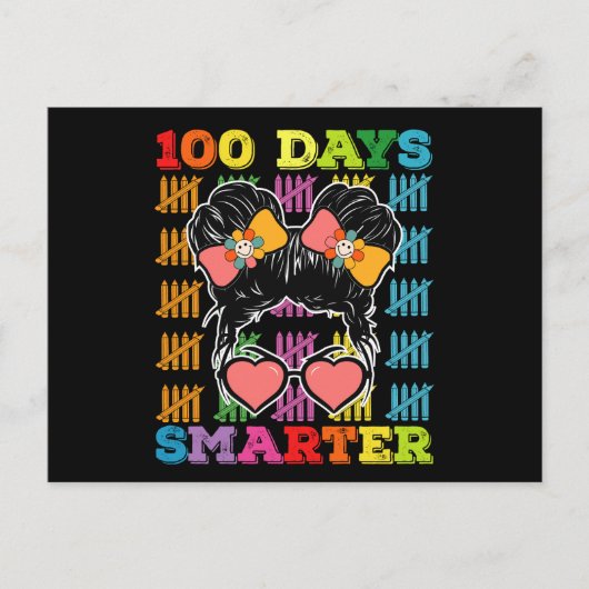 100 dagen slimmer Messy Bun 100ste dag van de scho Briefkaart (Voorkant)