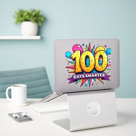 100 dagen slimmer sticker (Laptop op bureau)