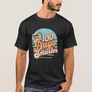 100 dagen slimmer uil retro leraar kinderen 100 da t-shirt