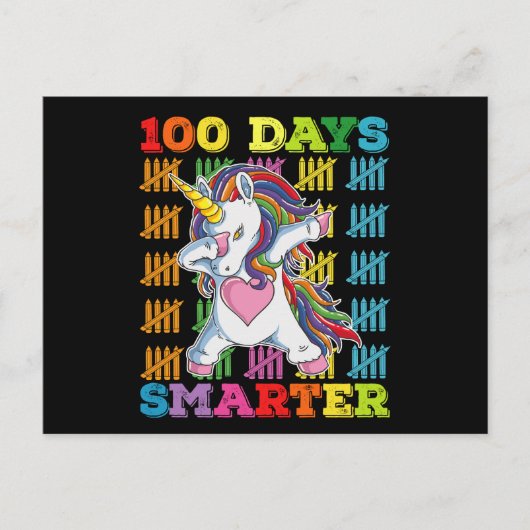 100 dagen slimmer Unicorn 100e schooldag Briefkaart (Voorkant)