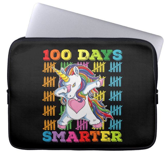 100 dagen slimmer Unicorn 100e schooldag Laptop Sleeve (Voorkant)