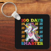 100 dagen slimmer Unicorn 100e schooldag Sleutelhanger (Voorkant)