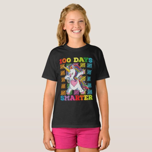 100 dagen slimmer Unicorn 100e schooldag T-shirt (Voorkant volledig)