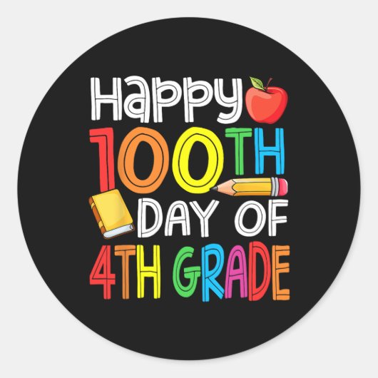 100 dagen slimmer vierde klas 100e dag van de scho ronde sticker (Voorkant)