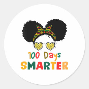100 Dagen Slimmer Zwart Meisje Messy Bun 100e Dag Ronde Sticker