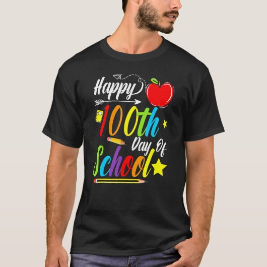 100 dagen slimmere 100e dag schoolleraar t-shirt (Voorkant)