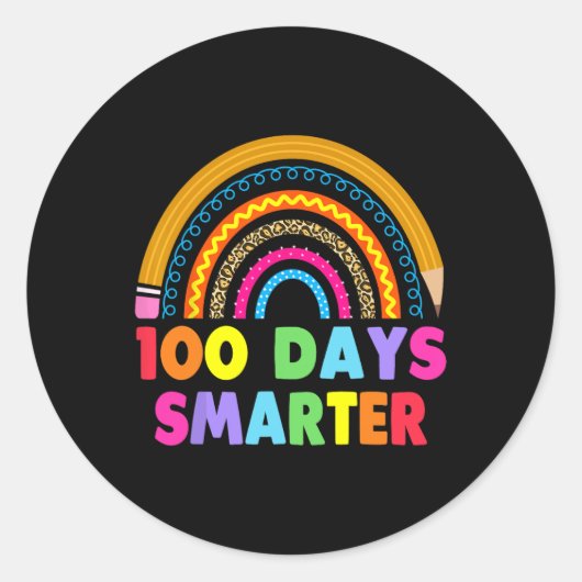 100 dagen slimmere 100e dag schoolregenboog ronde sticker (Voorkant)