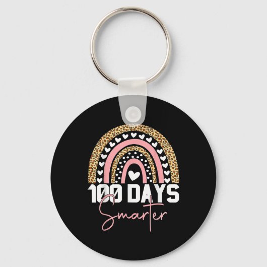 100 dagen slimmere 100e dag schoolregenboog sleutelhanger (Voorkant)