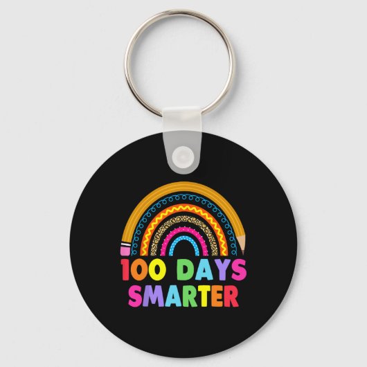 100 dagen slimmere 100e dag schoolregenboog sleutelhanger (Voorkant)
